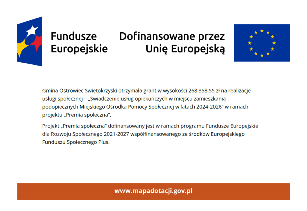 Plakat z informacja o grancie z Premii Społecznej